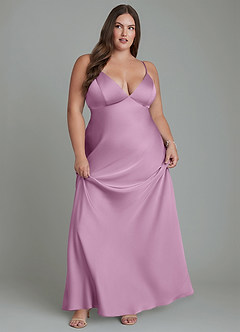 Azazie Stefania Bridesmaid Dresses Wisteria A-Line Stretch Satin Dress image11