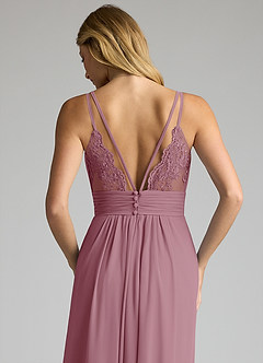 Azazie Maren Allure Bridesmaid Dresses Vintage Mauve A-Line V-Neck Lace Chiffon Dress image2