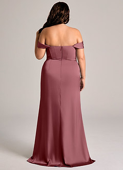 Azazie Johana Jurken voor bruidsmeisjes Converteerbaar Jurk van Stretch Satijn met Zeemeermin Off the Shoulder Woestijnroos image9