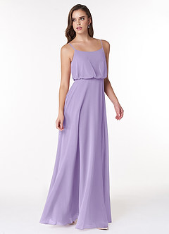Azazie Lupe Final Sale Lilac A-Line Scoop Blouson Chiffon Dress image4