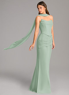 Azazie Sorrel Bridesmaid Dresses Agave Mermaid Corset Chiffon Dress image3