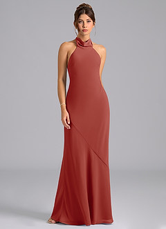Azazie Velli Bridesmaid Dresses Terracotta Mermaid Bow Chiffon Dress image6
