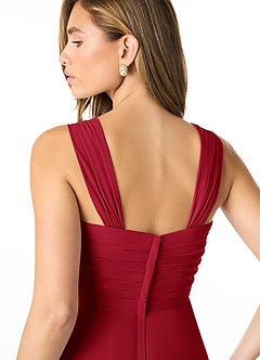Azazie Kaitlynn Vestidos de damas de honor Vestido de Escarlata de Gasa de Imperio Convertible con Fruncido image7