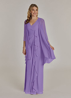 Azazie Manuella Mother of the Bride Dresses Tahiti A-Line V-Neck Pleated Chiffon Dress image3