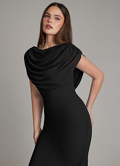 Azazie Hadley Bridesmaid Dresses Black Mermaid Pleated Chiffon Dress image6