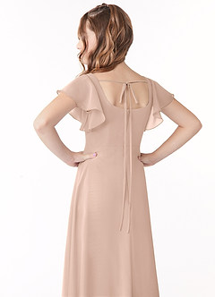 Azazie Bondi Junior English Rose A-Line Bow Chiffon Dress image3