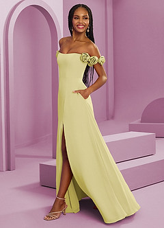 Barbie ♥ Azazie Bridesmaid Dresses Lemon Sorbet A-Line Off the Shoulder Chiffon Convertible Dress image6