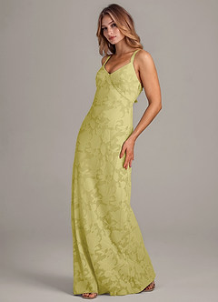 Azazie Aliza Bridesmaid Dresses Lemon Sorbet A-Line Floral Burnout Dress image4
