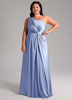 Azazie Brooke Bridesmaid Dresses Ice A-Line One Shoulder Stretch Satin Dress image14
