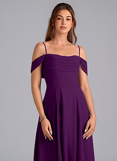 Azazie Almina Jurken voor bruidsmeisjes Converteerbaar Jurk van Chiffon met A-Lijn Off the Shoulder Druif image5
