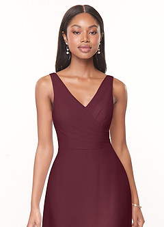 Azazie Nala Bridesmaid Dresses Cabernet A-Line Pleated Chiffon Dress image4
