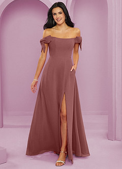 Barbie ♥ Azazie Vestidos de damas de honor Vestido de Rosa Del Desierto de Gasa de Corte en A Convertible con Vestidos sin tirantes image8