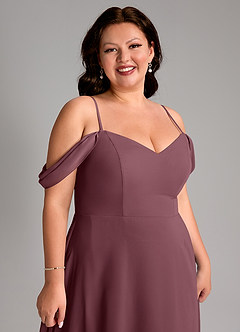 Azazie Marley Bridesmaid Dresses Sangria A-Line Off the Shoulder Chiffon Convertible Dress image16