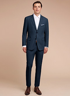 front Miles Bleu Marin veste de costume en seersucker