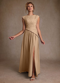 Azazie Kalleen Mother of the Bride Dresses Champagne A-Line Pleated Chiffon Dress image2
