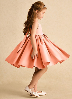 Azazie Jessie Flower Girl Dresses Sunset A-Line Bow Matte Satin Dress image3