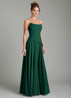 Azazie Gabriela Bridesmaid Dresses Emerald A-Line Corset Chiffon Dress image5