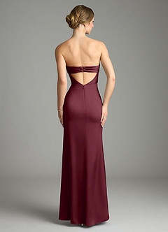 Azazie Leonis Bridesmaid Dresses Cabernet Mermaid Pleated Stretch Satin Convertible Dress image2