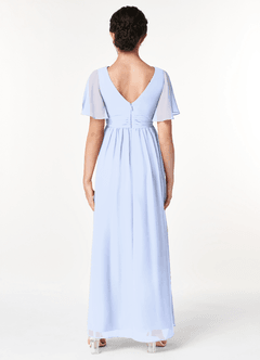 Azazie Temeka Junior Ice A-Line Pleated Chiffon Dress image2