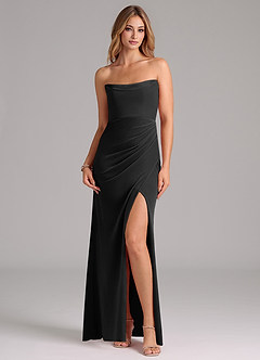 Azazie Leonis Bridesmaid Dresses Black Mermaid Strapless Velvet Dress image3