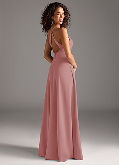 Azazie Davis Robes de demoiselle d'honneur Robe Trapèze en Crêpe Élastique Plissée Rose Poussiéreuse image7