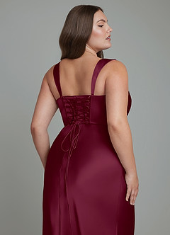 Azazie Agustina Bridesmaid Dresses Mulberry Mermaid Corset Stretch Satin Dress image13