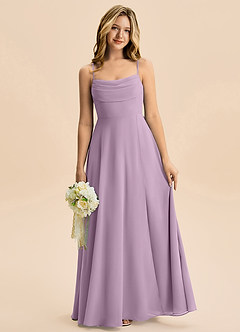 Azazie Bear Junior Jurk van Chiffon met A-Lijn Geplooid Blauweregen image1