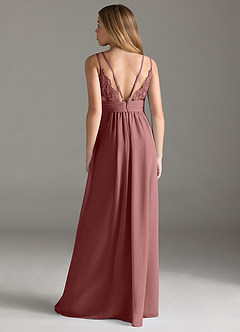 Azazie Maren Allure Junior Candy Pink A-Line Lace Chiffon Dress image5