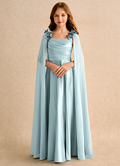 Azazie Rosita Girls Formal Sukienki dla dziewczynek sypiących kwiaty Linia A Pofałdowany Matowy satynowy Długość podłogi Sukienka image5