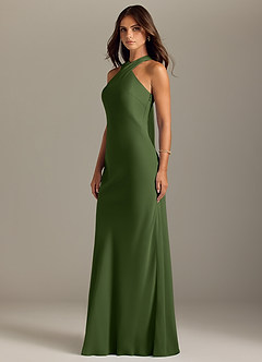 Azazie Doretta Bridesmaid Dresses Olive Mermaid Pleated Chiffon Dress image4