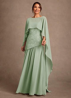 Azazie Flossie Brudens mor kjoler A-Line Plisseret Chiffon Gulv-længde Kjole image3