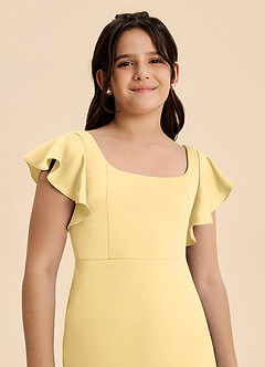 Azazie Demi Junior Butter Mermaid Bow Stretch Satin Dress image6