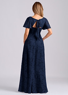 Azazie Kimber Jurken voor bruidsmeisjes Jurk van Bloemen Burn-out met A-Lijn met Zakken Donkere Marine image8