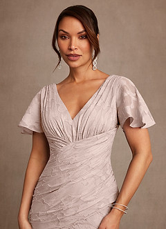 Azazie Jolene Mère de la mariée Robes Robe Sirène en Blumen-Burnout Plissée Rose Pâle image5