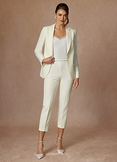 front Charlotte Ivory Refined Weave Blazer