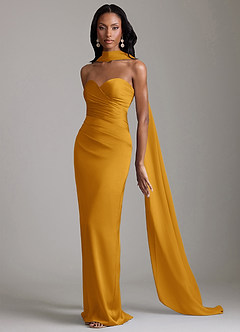 Azazie Sonora Suknie dla druhen Osłona Bez ramiączek Satyna elastyczna Do ziemi Sukienka image10