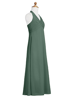 Azazie Tessie Junior Sea Moss A-Line Pleated Chiffon Dress image8