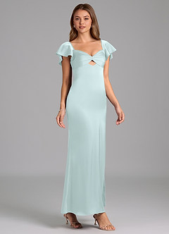 Azazie Demia Bridesmaid Dresses Sea Glass Sheath Sweetheart Neckline Stretch Satin Dress image4