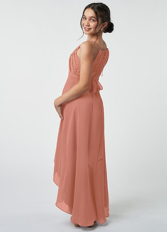 Azazie Oaklynn Junior Robe Trapèze en Mousseline de soie Plissée Mai Tai image5