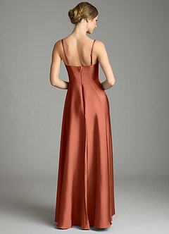 Azazie Elle Bridesmaid Dresses Clay A-Line Pleated Stretch Satin Dress image5