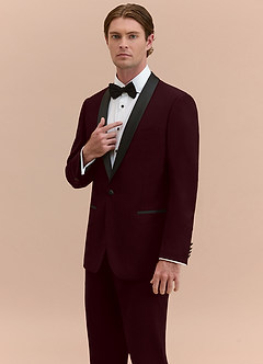 front Winston Burgundy Shawl Lapel Tuxedo Jacket