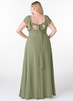 Azazie Syenna Robes de demoiselle d'honneur Robe Trapèze en Mousseline de soie Rayé Pistache image7