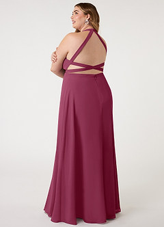 Azazie Clarice Bridesmaid Dresses Mulberry A-Line Halter Chiffon Dress image12