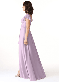 Azazie Omari Vestidos de damas de honor Vestido de Lila Esmerilada de Gasa de Corte en A image6