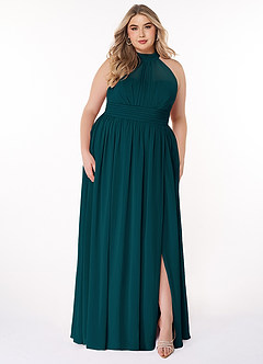 Azazie Iman Bridesmaid Dresses Pine A-Line A-Line Ruched Chiffon Dress image8