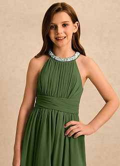 Azazie Aria Girls Formal Flower Girl Klänningar Klänning A-Line i Chiffong Plisserad image4