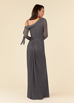 Azazie Marna Mother of the Bride Dresses Steel Grey Sheath One Shoulder Mesh Dress image3