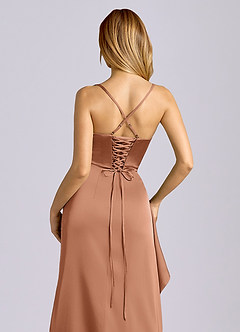 Azazie Sarai Bridesmaid Dresses Bronzer Sheath Corset Stretch Satin Dress image2