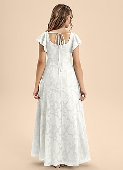 Azazie Bondi Junior White A-Line Bow Floral Burnout Dress image2