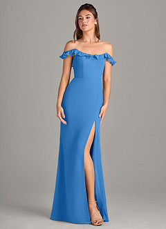 Azazie Callie Bridesmaid Dresses Blue Jay Mermaid Side Slit Chiffon Convertible Dress image7
